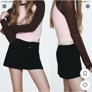 Zara High Rise Black Mini Skort